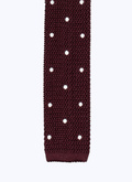 Cravate en tricot de soie rouge à pois - F3KNIT-I227-74