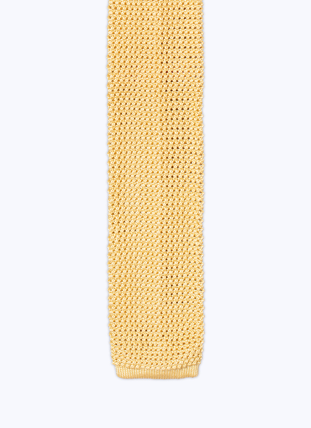 Cravate homme jaune pâle tricot de soie Fursac - F3KNIT-T212-A012