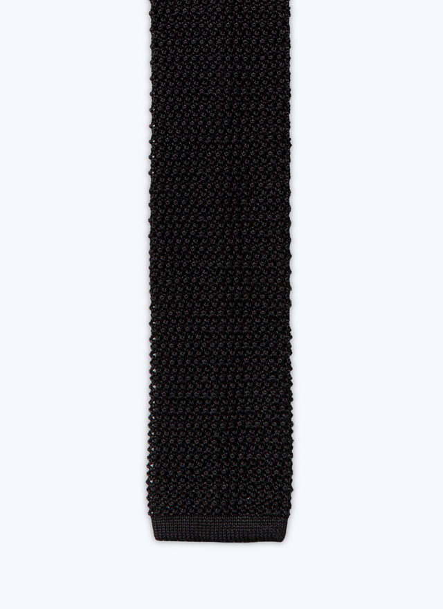 Cravate homme noir tricot de soie Fursac - F3KNIT-T212-20