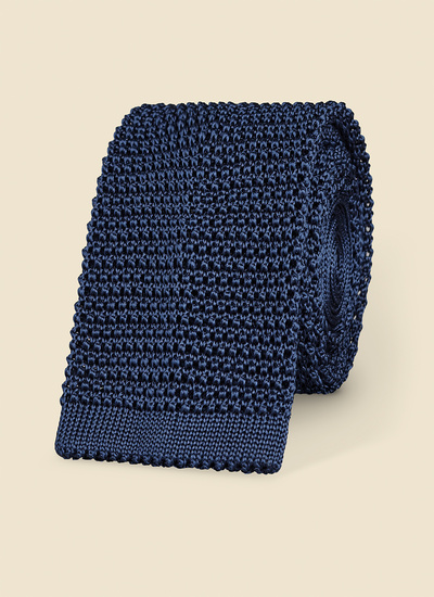 Cravate homme bleu marine tricot de soie Fursac - PERF3KNIT-T212/31