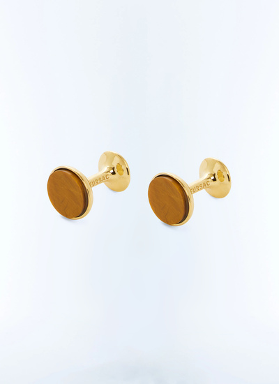 Men's cufflinks gold brass and tiger's eye Fursac - D2BOUT-ER23-G003