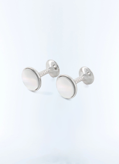 Men's cufflinks silvery silvery brass with rhodium finishes and mother-of-pearl Fursac - D2BOUT-TB03-01