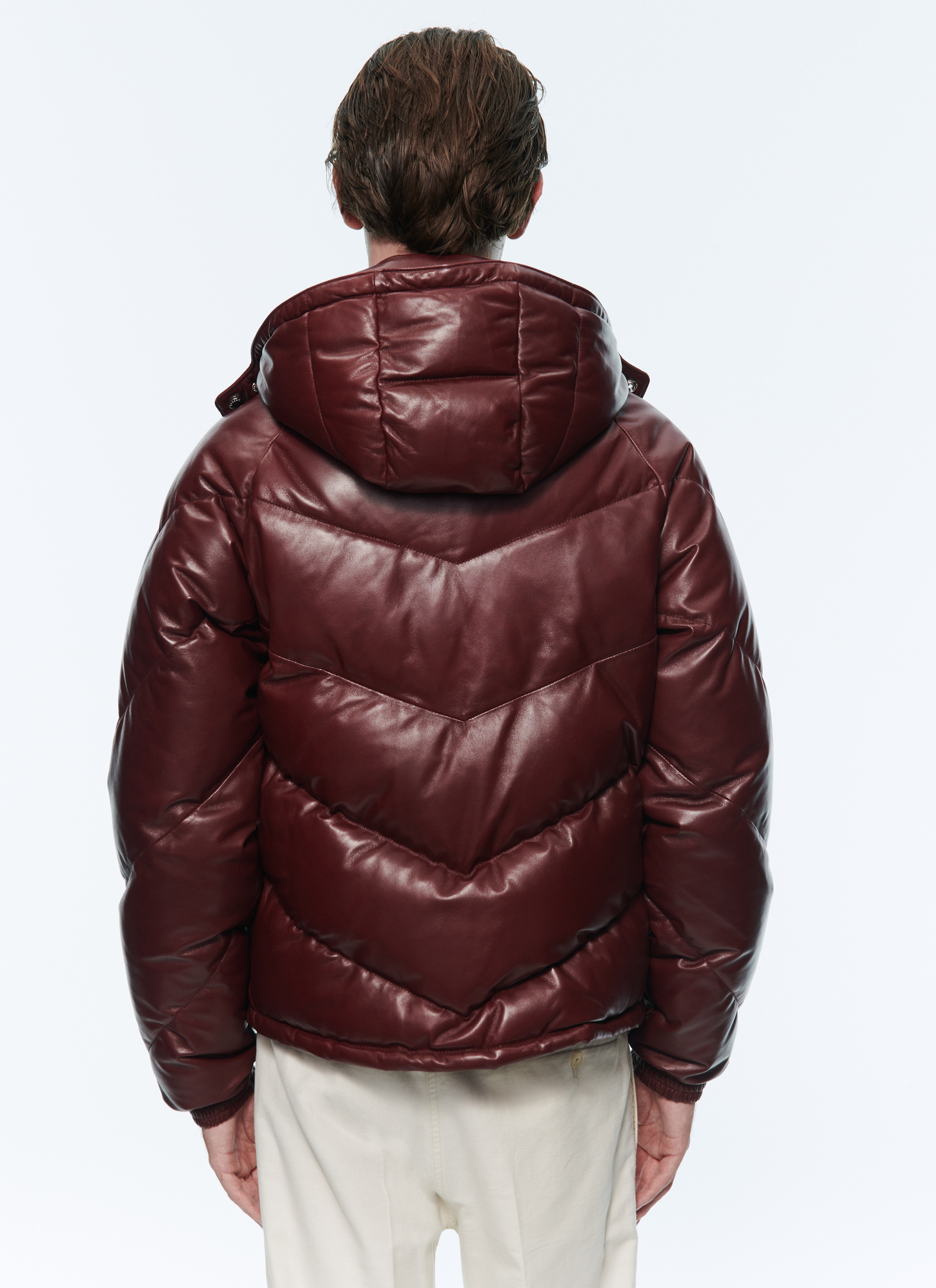 Doudoune rouge homme cuir d'agneau Fursac - M3ALPE-AL06-73