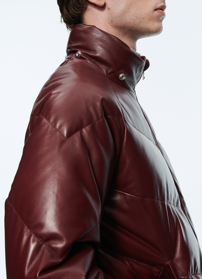 Men's down jacket burgundy lamb leather Fursac - M3ALPE-AL06-73