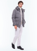 Water-repellent down jacket with hood - M3CPUF-CM33-B022