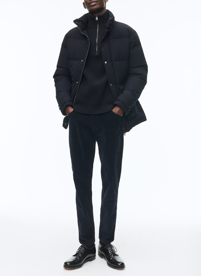 Men's down jacket navy blue membrane technical canvas Fursac - M3CPUF-CM33-D030