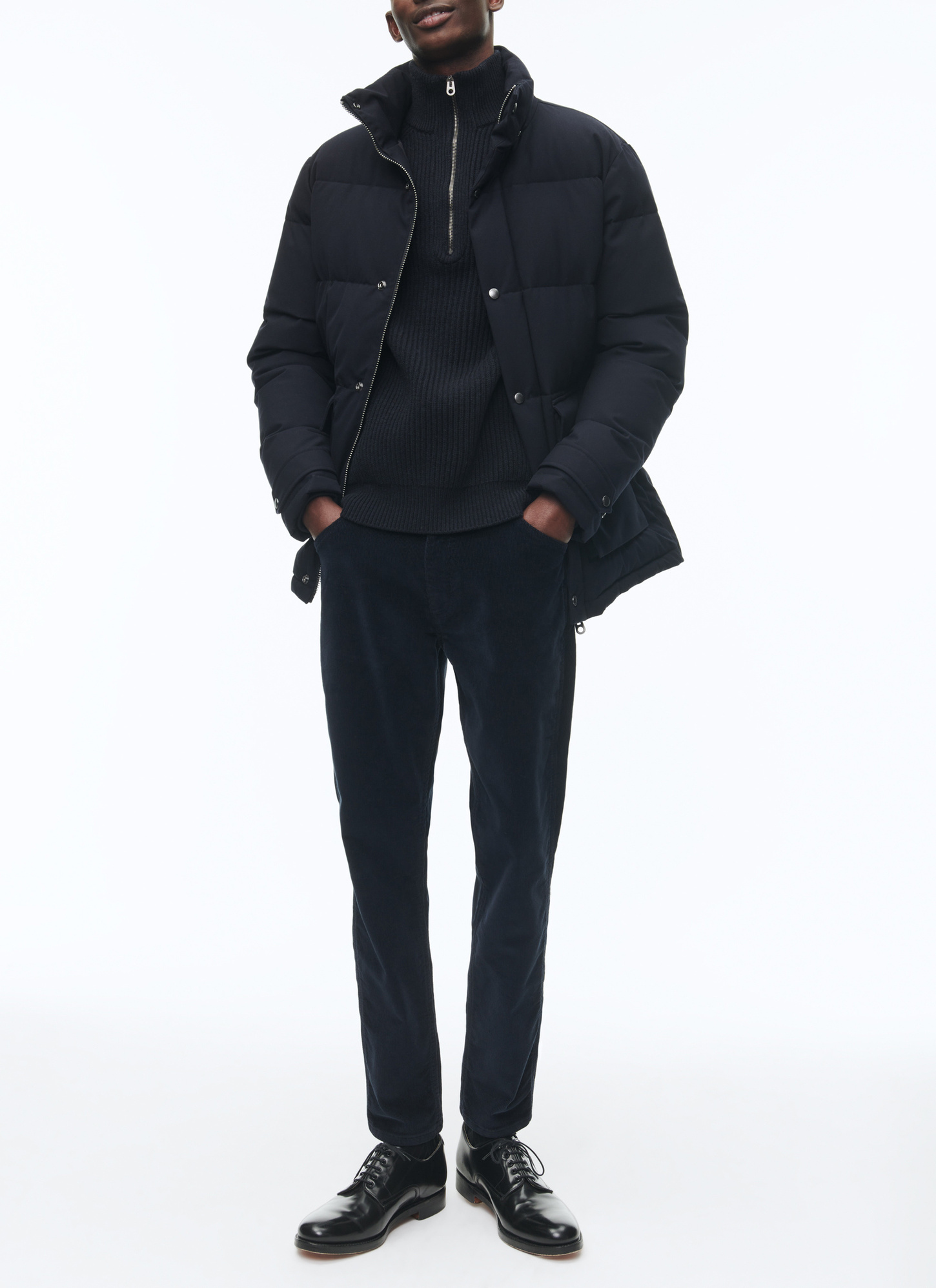 Men's down jacket navy blue membrane technical canvas Fursac - M3CPUF-CM33-D030