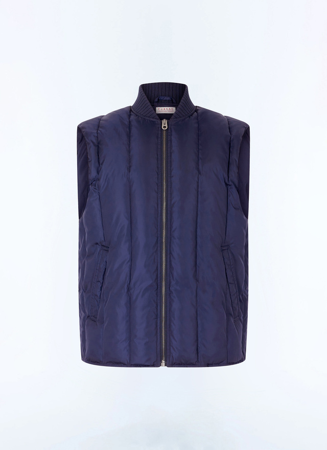 Men's blue, navy blue water-repellent fabric down jacket Fursac - M3GPIU-GM12-D030