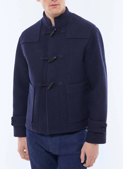 Duffle coat homme bleu marine laine duffle feutrée Fursac - M3GUFL-GM04-D030