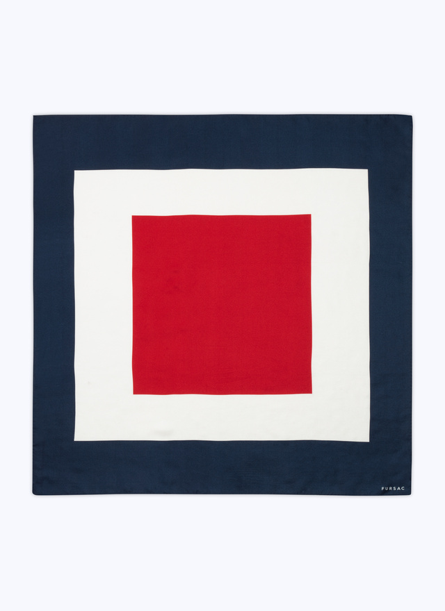 Foulard homme blanc, rouge et bleu marine soie Fursac - D1DAND-DR02-A002