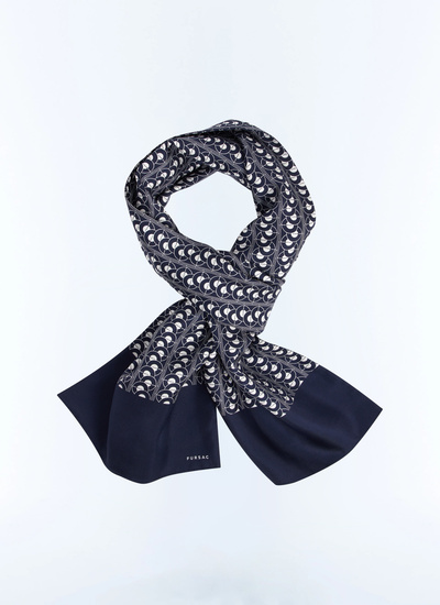 Foulard homme bleu marine twill de soie Fursac - D2FOUL-FR02-D030