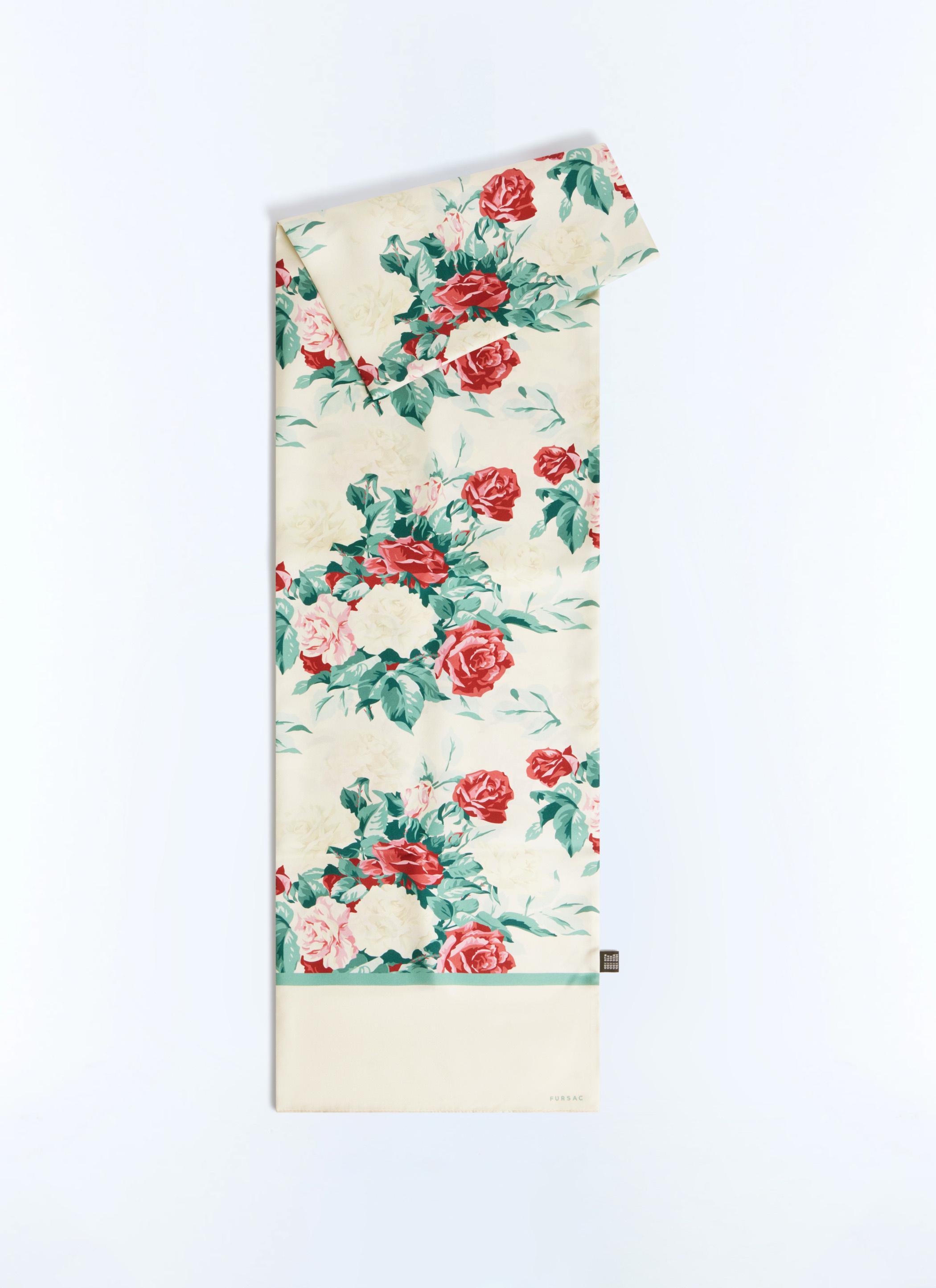 FURSAC - Foulard en twill de soie à motif floral - Homme - Taille Unique - Rose/Vert