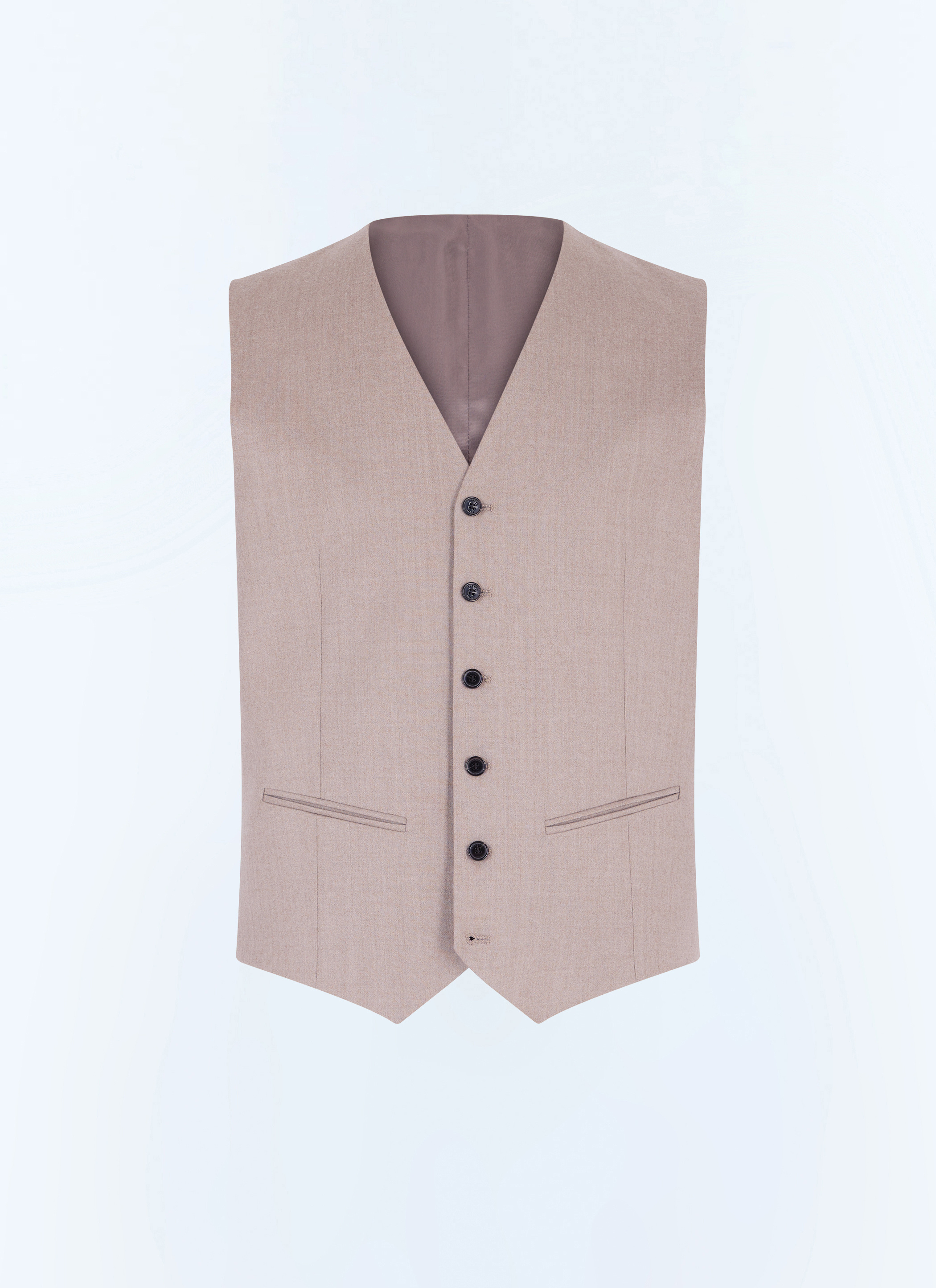 FURSAC - Gilet de costume en flanelle de laine - Homme - Taille 46 - Brun - Coupe Ajustée