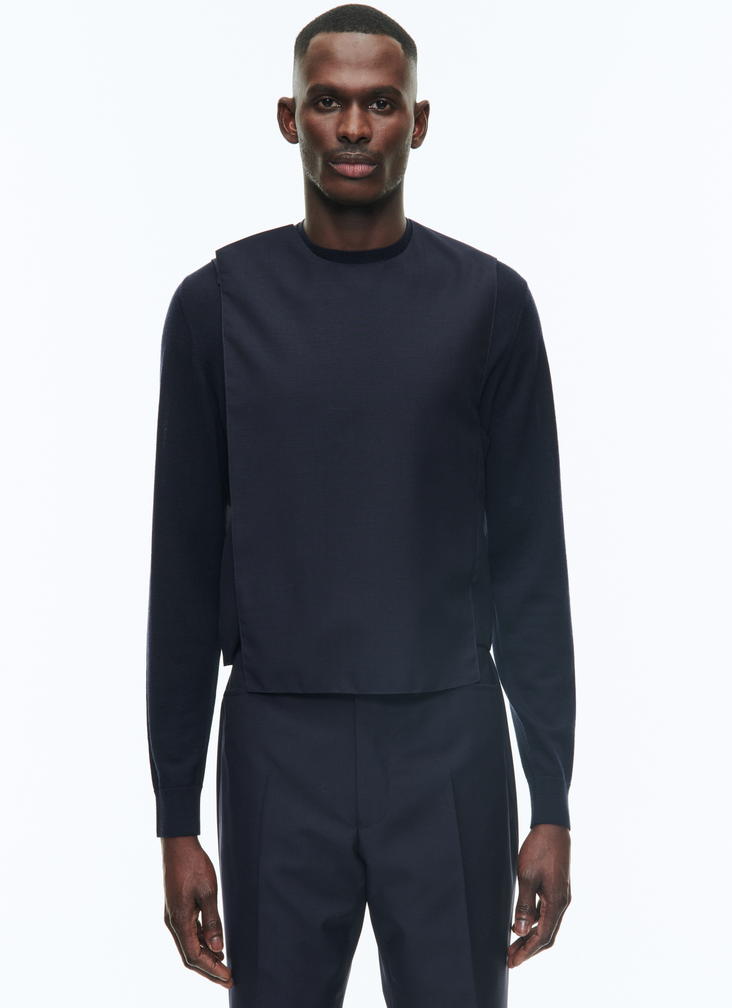 Gilet homme bleu marine serge de laine vierge et mohair Fursac - G3DGIL-DC19-D030