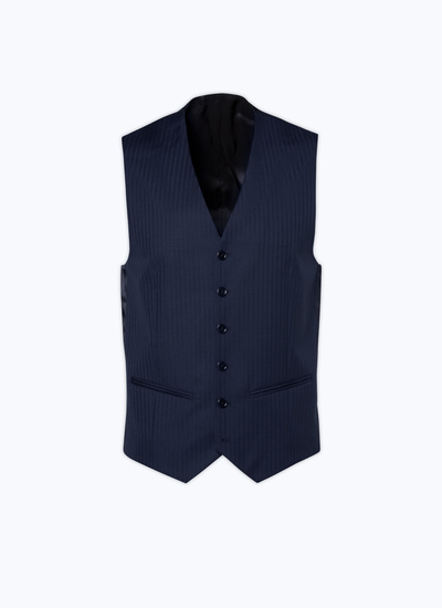 Gilet bleu homme serge de laine vierge Fursac - G3BILG-DC10-D030