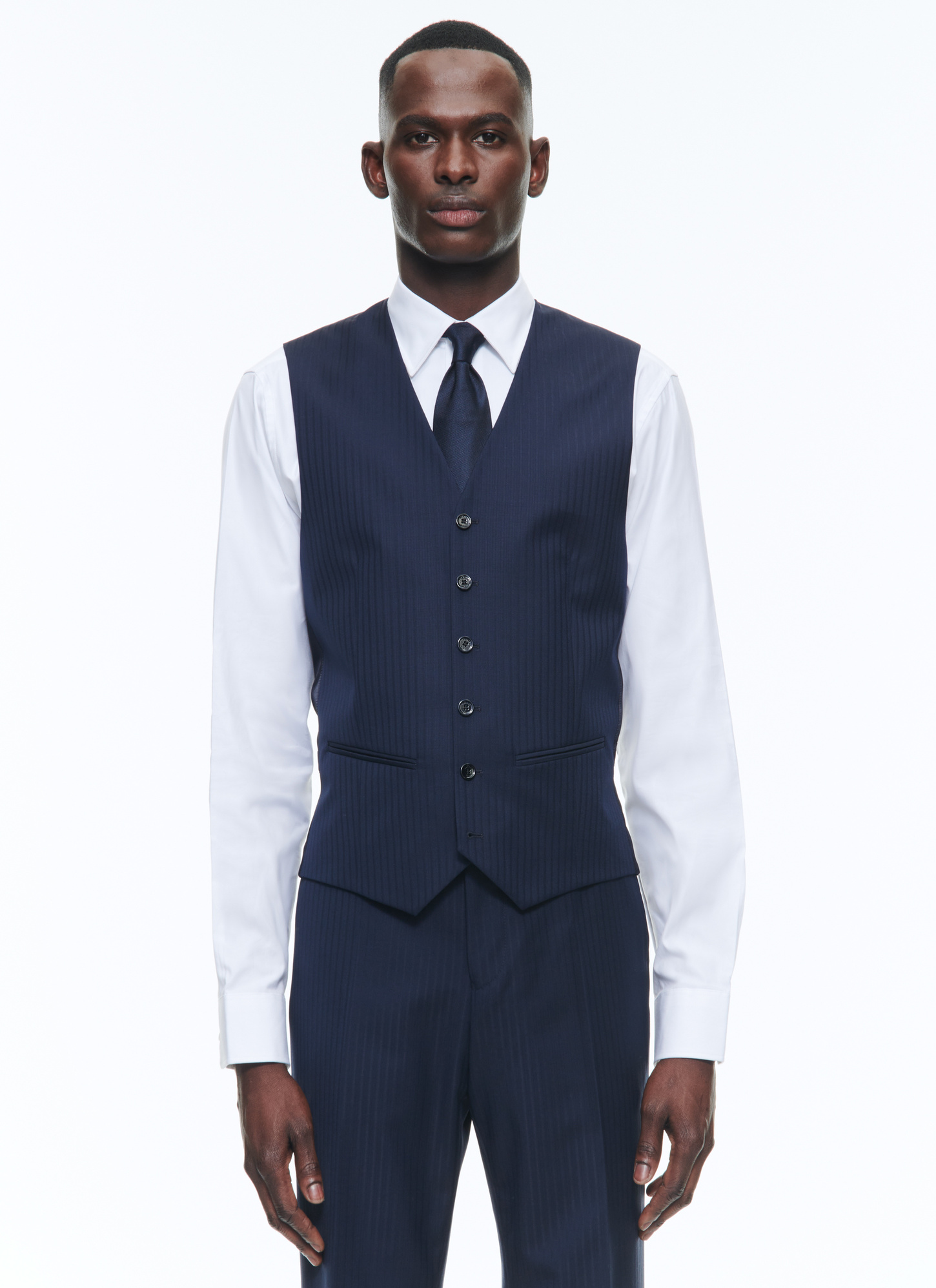 Gilet homme bleu marine serge de laine vierge Fursac - G3BILG-DC10-D030