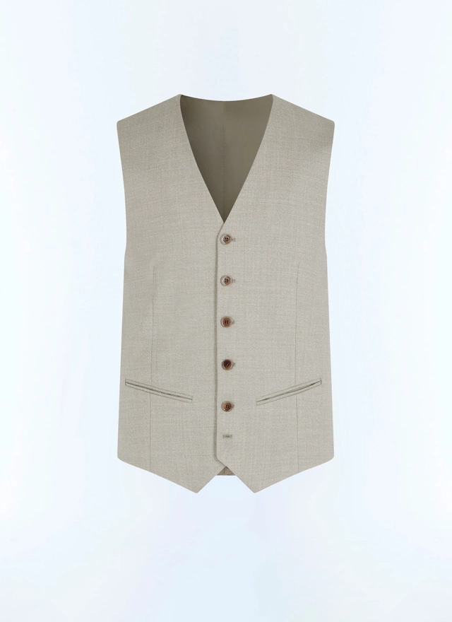 Gilet homme Fursac - Gilet de costume en toile de laine beige G3BILG-BC31-56