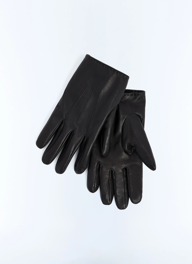 Men's gloves black leather: 100% agneaulining: none Fursac - D2LGAN-LR10-B020