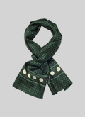 Green silk scarf with ecru polka dots - D2FOUL-VR14-42