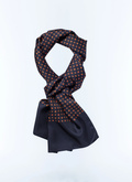 Navy blue silk scarf with print - D2FOUL-JR59-30