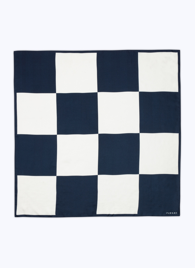 Men's headscarf white and navy blue silk Fursac - D1DAND-DR01-D030