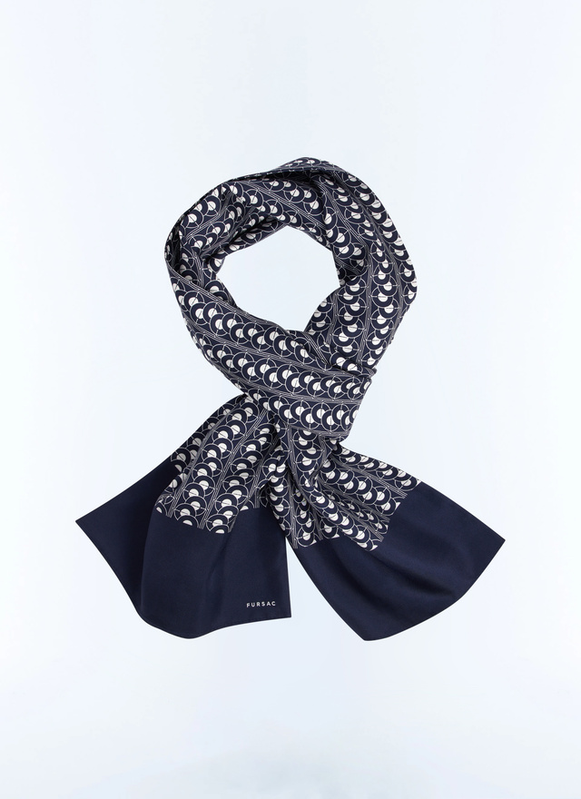 Men's headscarf navy blue silk twill Fursac - D2FOUL-FR02-D030