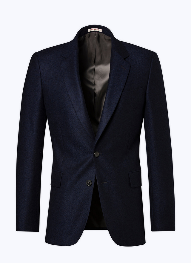 Men's blue, navy blue basket weaved cashmere jacket Fursac - V3AXEL-MV23-30