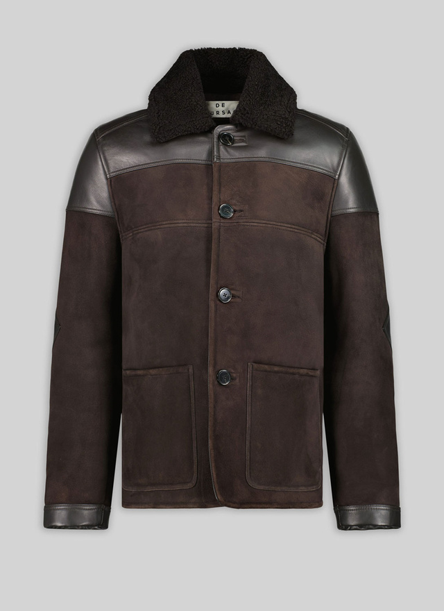 Men's brown calfskin leather and sheepskin jacket Fursac - 21HM3TSAR-TL02/19