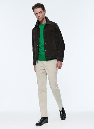 Men's jacket taupe brown calfskin leather Fursac - 22HM3AVIC-AL01/19