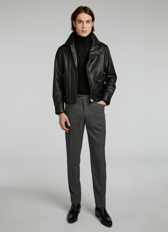Men's jacket black calfskin leather Fursac - 22EM3VIVA-VL01/20