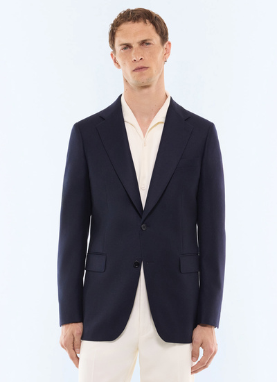 Men's jacket navy main fabric: 95% virgin wool, 5% cashmereunder collar: 80% polyester, 20% viscosebody lining: 100% viscosesleeve lining: 57% viscose, 41% acetate, 2% cupro Fursac - V3LADA-LV19-D030
