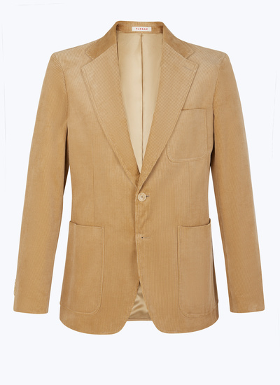 Men's beige, ecru corduroy jacket Fursac - V3ELIZ-CP60-A010