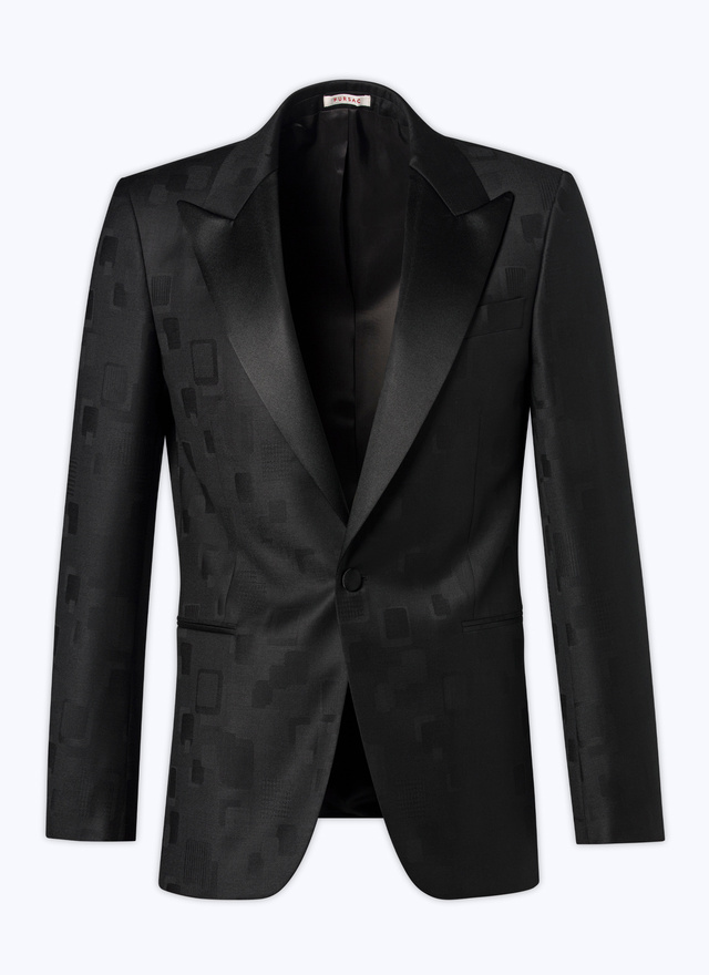 Men's black wool jacquard jacket Fursac - V3COXI-CC57-B020