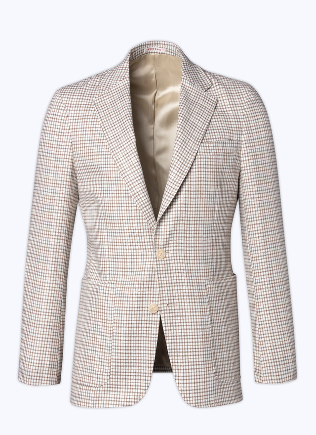 Men's beige, ecru basket weaved blended wool jacket Fursac - 23EV3BUXY-BV02/10