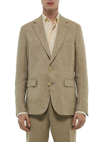 Men's jacket beige certified linen serge Fursac - V3FRAT-FX07-A008