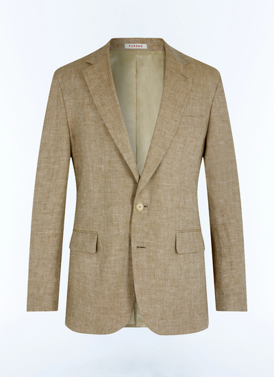 Men's beige, ecru certified linen serge jacket Fursac - V3FRAT-FX07-A008