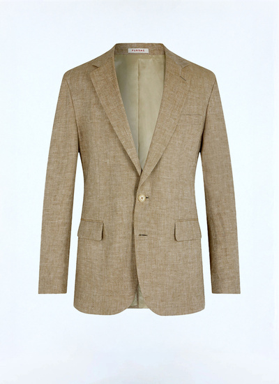Men's beige, ecru certified linen serge jacket Fursac - V3FRAT-FX07-A008
