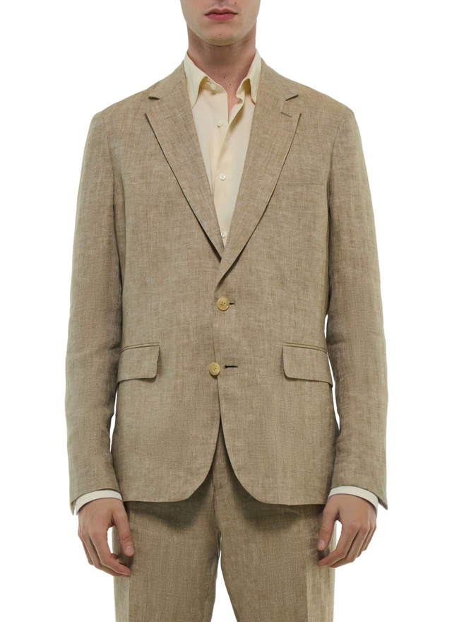Men's jacket beige certified linen serge Fursac - V3FRAT-FX07-A008