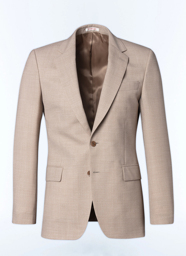 Men's beige, ecru virgin wool canvas jacket Fursac - V3BAXI-BC31-56