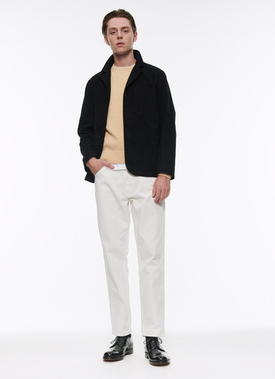 Men's jacket black cotton moleskin Fursac - 22HV3ALOE-AX10/20