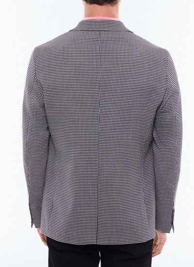 Men's black and white houndstooth pattern jacket Fursac - V3DEKO-DV01-B001