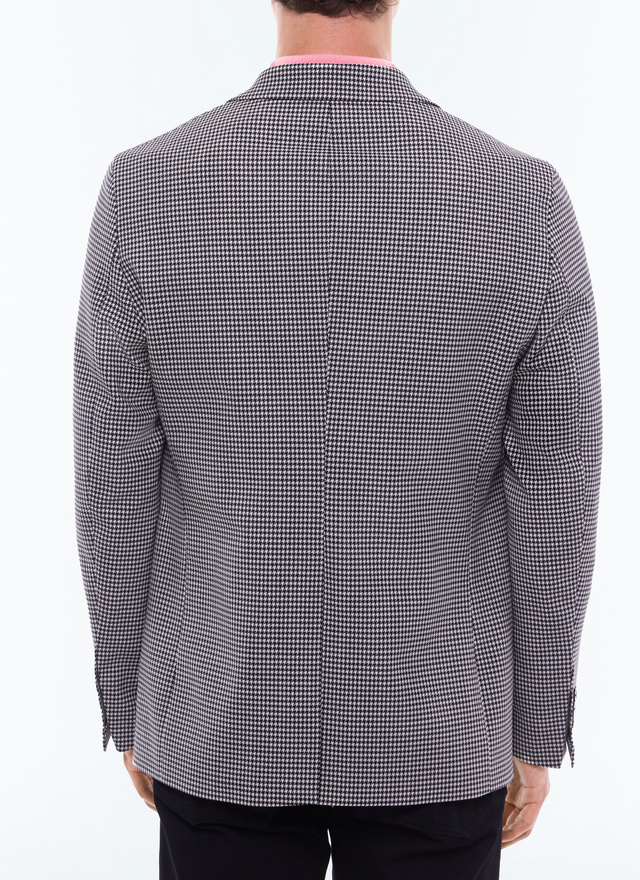 Men's black and white houndstooth pattern jacket Fursac - V3DEKO-DV01-B001