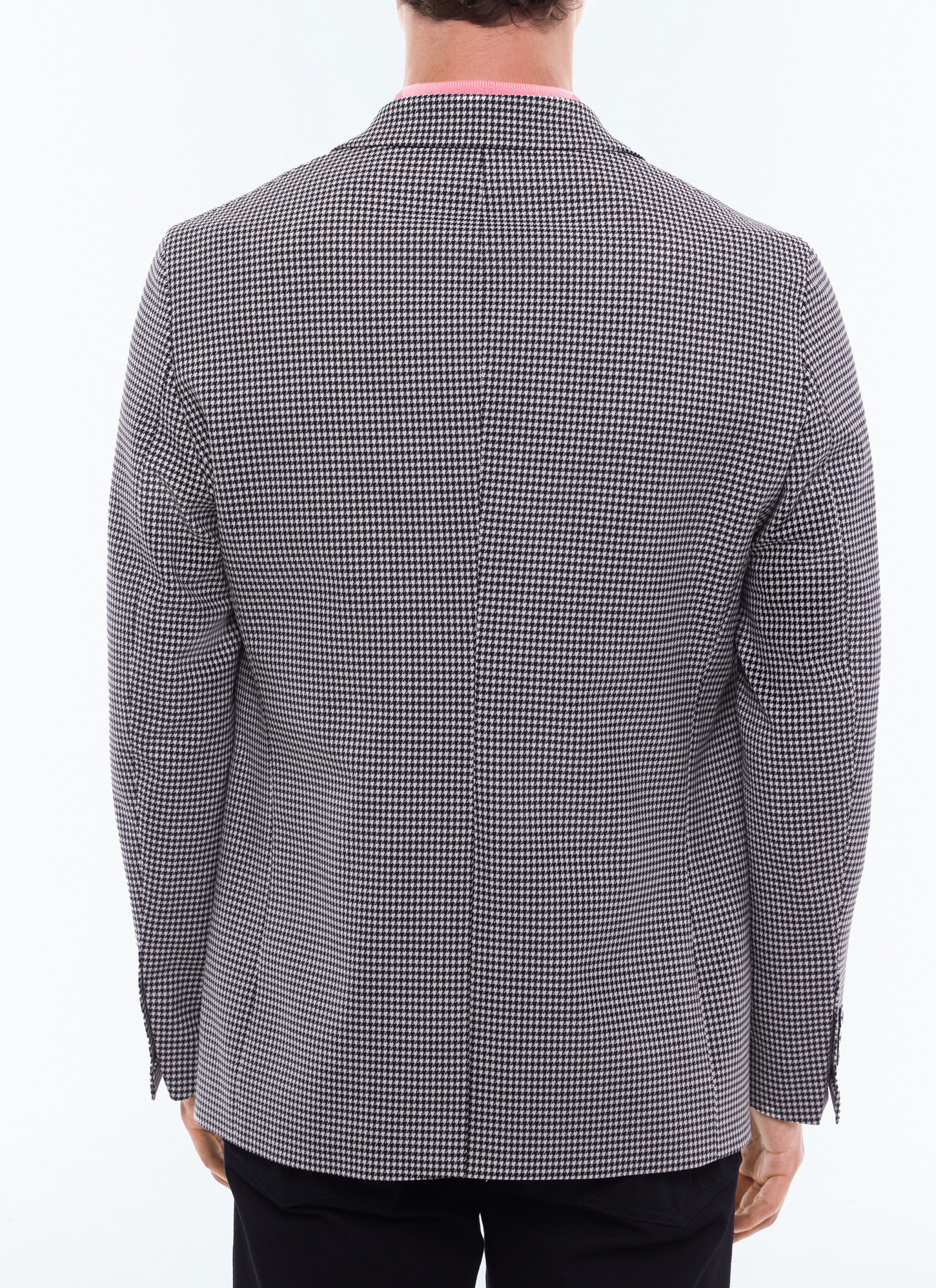 Men's black and white houndstooth pattern jacket Fursac - V3DEKO-DV01-B001