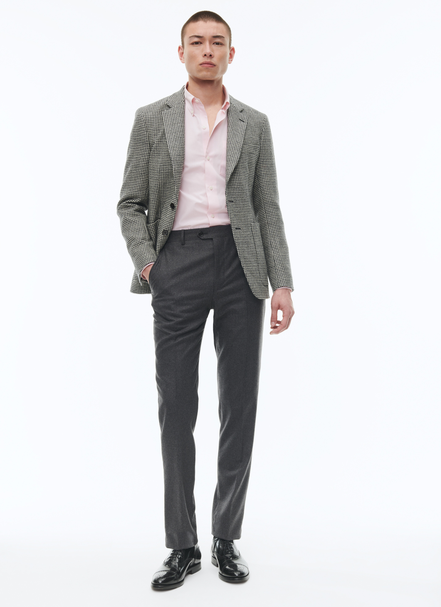 Men's black and white houndstooth jacket Fursac - V3ATAL-CV45-B001