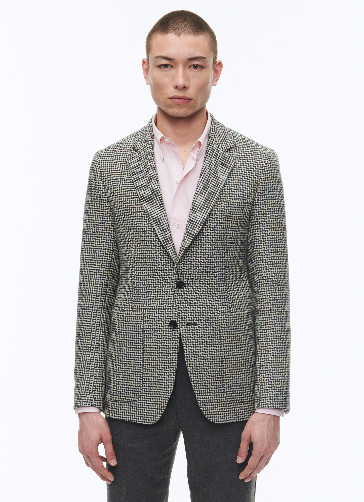 Men's jacket black and white houndstooth virgin wool Fursac - V3ATAL-CV45-B001