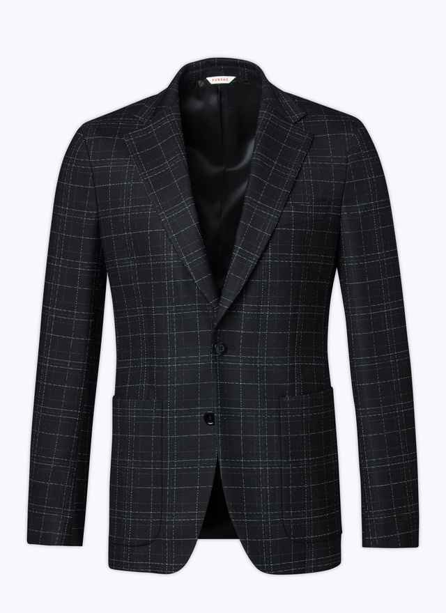 Men's black virgin wool, polyester and elastane jacket Fursac - V3ATAL-AV34-20