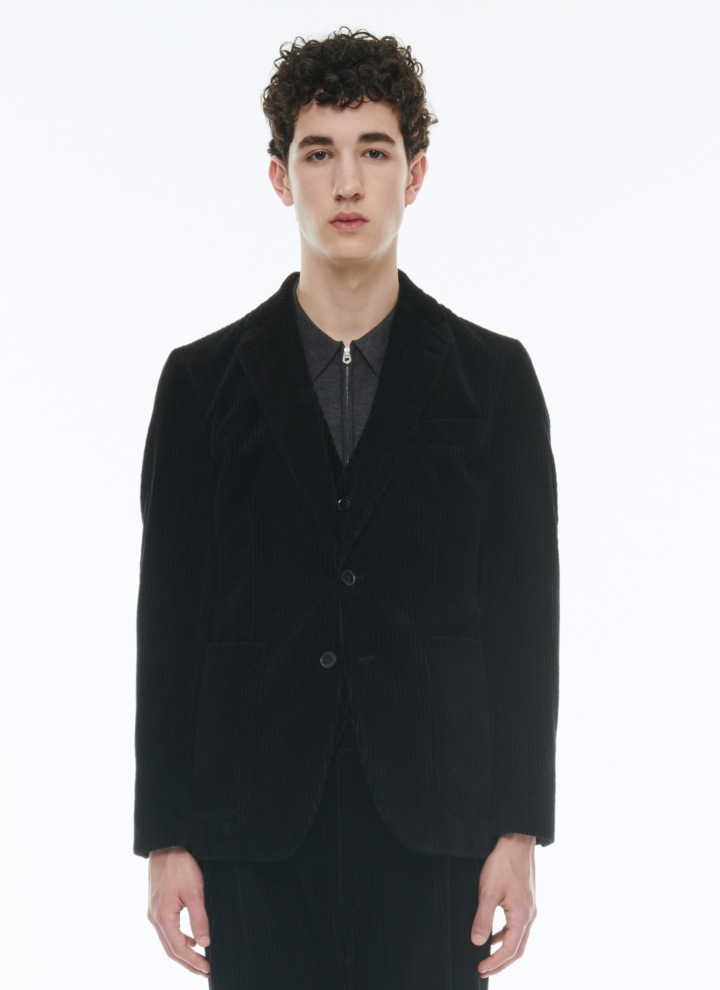 Men's jacket black corduroy Fursac - V3CAMS-CX47-B020