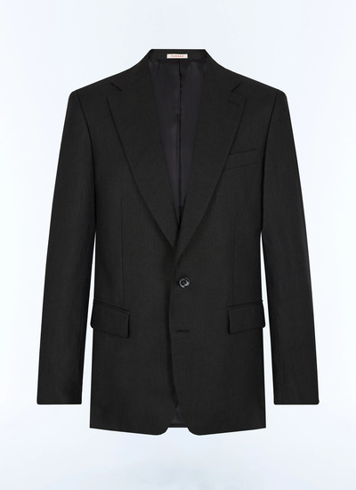 Men's black certified linen canvas jacket Fursac - V3FEDO-FX13-B020