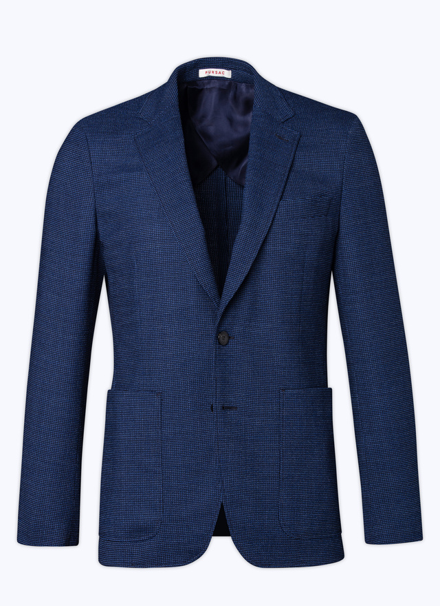 Men's blue, navy blue blended wool jacket jacket Fursac - 23EV3VALA-BV03/33