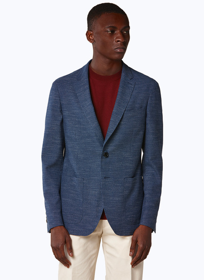Men's jacket blue stretch cotton Fursac - V3SORA-SV05-33